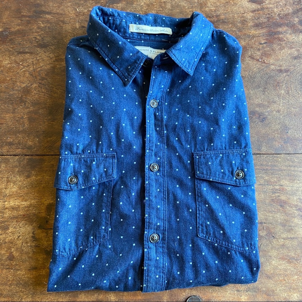 Men’s Denim & Flower Soft Polka Dot Chambray Shirt